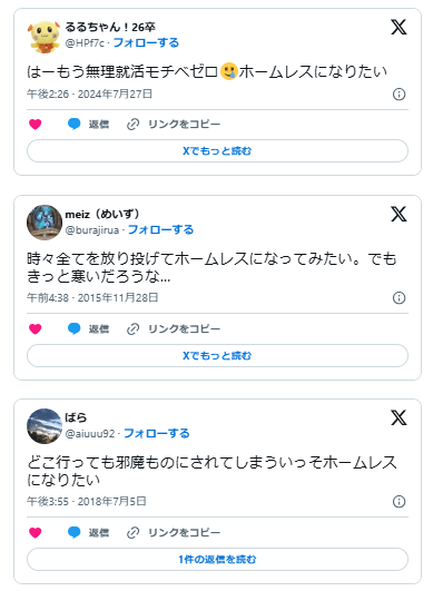 ホームレスになりたい