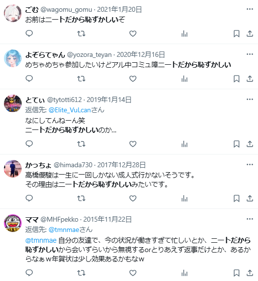 ニート　恥ずかしい
