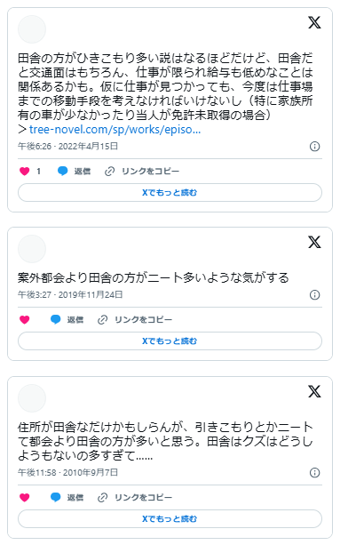 田舎　ニート　引きこもり　多い