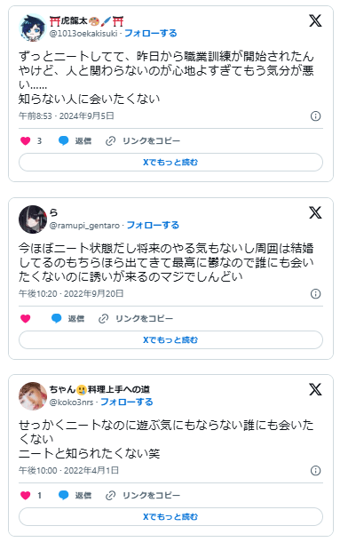 ニート　誰にも会いたくない　引きこもりたい