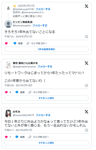 一年間家から出ない
